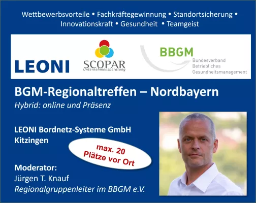 Bild: Regionalgruppenleiter Nordbayern Jürgen T. Knauf lädt zum BBGM e.V.-Event bei LEONI in Kitzingen ein