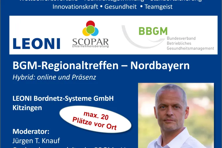 Bild: Regionalgruppenleiter Nordbayern Jürgen T. Knauf lädt zum BBGM e.V.-Event bei LEONI in Kitzingen ein