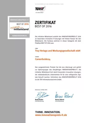 CareerGuide24 gewinnt den INNOVATIONSPREIS-IT 2016 Bild: CareerGuide24 gewinnt den INNOVATIONSPREIS-IT 2016