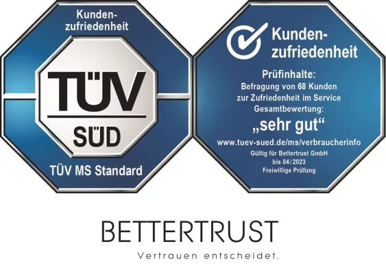 Bild: BETTERTRUST erhält Prüfzeichen "TÜV SÜD-geprüfte Kundenzufriedenheit"