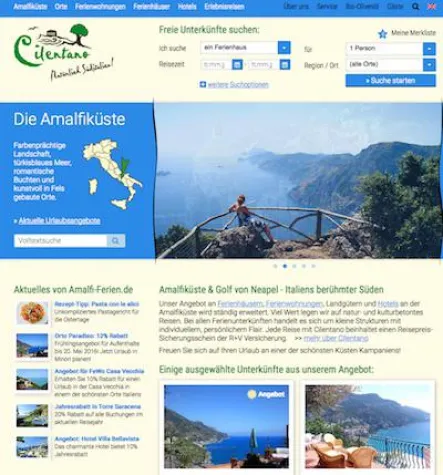 Bild: Ferienhaus-Portal amalfi-ferien.de im neuen Gewand