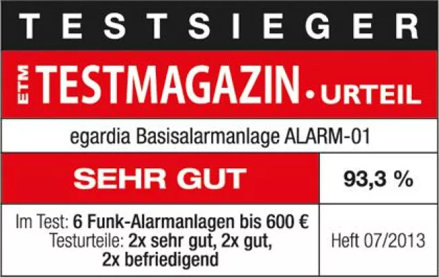 Bild: Egardia Alarmanlage Testsieger im Vergleichstest von Funkalarmanlagen