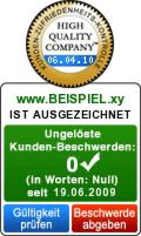 Demo-Siegel von HQC - der Kundenzufriedenheits-Kontrolle