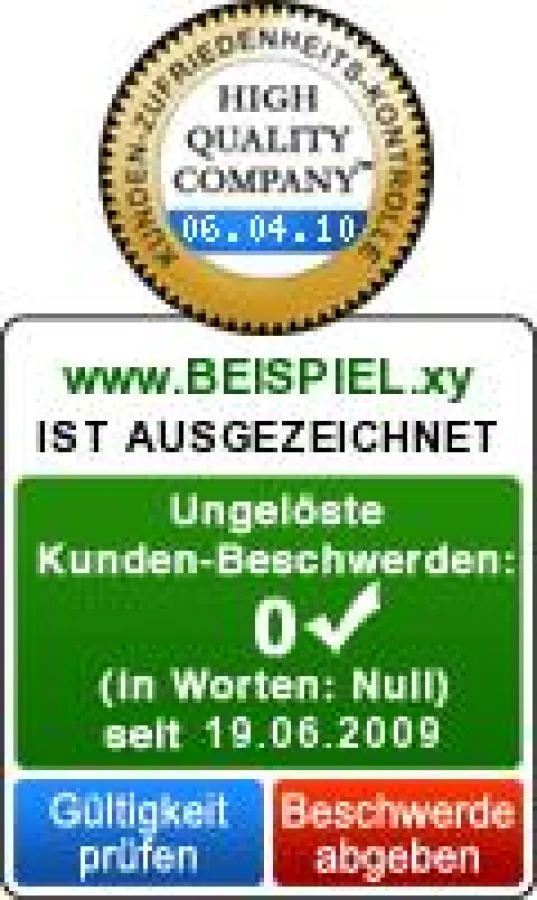 Demo-Siegel von HQC - der Kundenzufriedenheits-Kontrolle