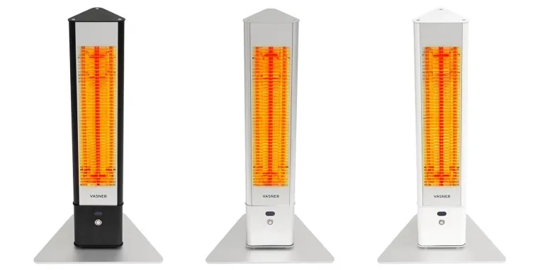 Bild: Neue Stand-Heizstrahler mit IP65 Strahlwasserschutz + Fernbedienung | VASNER HeatTower & HeatTower Mini