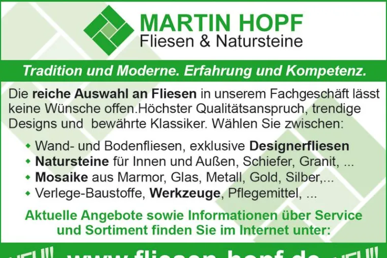 Bild: Fliesen Hopf in Dorfen startet mit neuem Webauftritt in das Jahr 2009