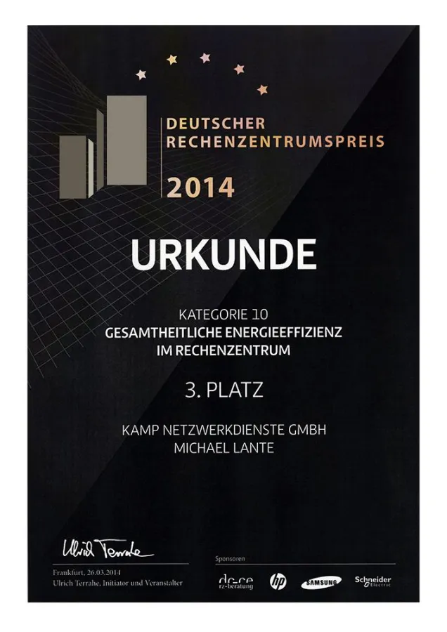 Für ausgezeichnete Energieeffizienz im Rechenzentrum © KAMP