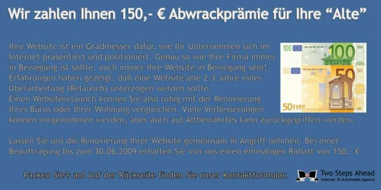 Bild: Bernauer Internetagentur bietet Abwrackprämie für Internetseiten