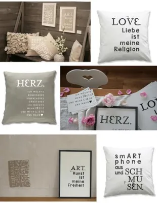 Bild: „LIEBE ist meine Religion“. Neue WORTWAHL Kollektion für Wand und Sofa