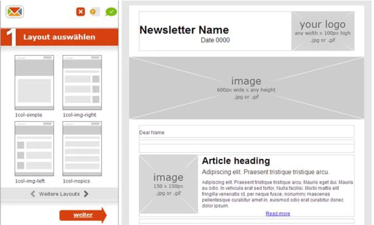 Einfacher Wizard zum Erstellen professioneller Newsletter
