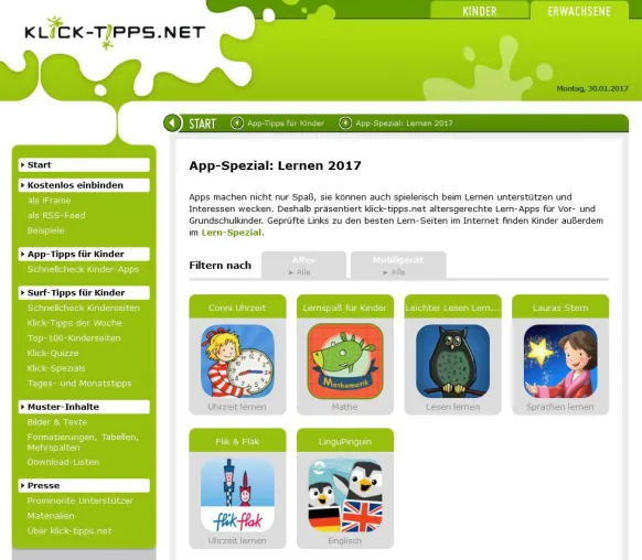 Übung macht den Meister! klick-tipps.net präsentiert Lern-Apps und -Seiten für Kinder Bild: Übung macht den Meister! klick-tipps.net präsentiert Lern-Apps und -Seiten für Kinder