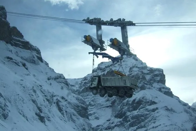 Astra mit Allison Vollautomatik für Kraftwerksbau in den Schweizer Alpen: Hoch fliegen, tief graben Bild: Astra mit Allison Vollautomatik für Kraftwerksbau in den Schweizer Alpen: Hoch fliegen, tief graben