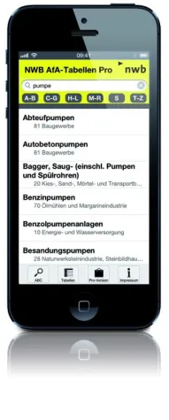 Neu fürs iPhone: Die "NWB AfA-Appschreibungstabellen" sind da Bild: Neu fürs iPhone: Die "NWB AfA-Appschreibungstabellen" sind da