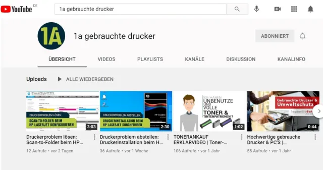 Bild: Relaunch Youtube Kanal: Die Problemlöser von 1a gebrauchte Drucker läuten neue Ära ein 