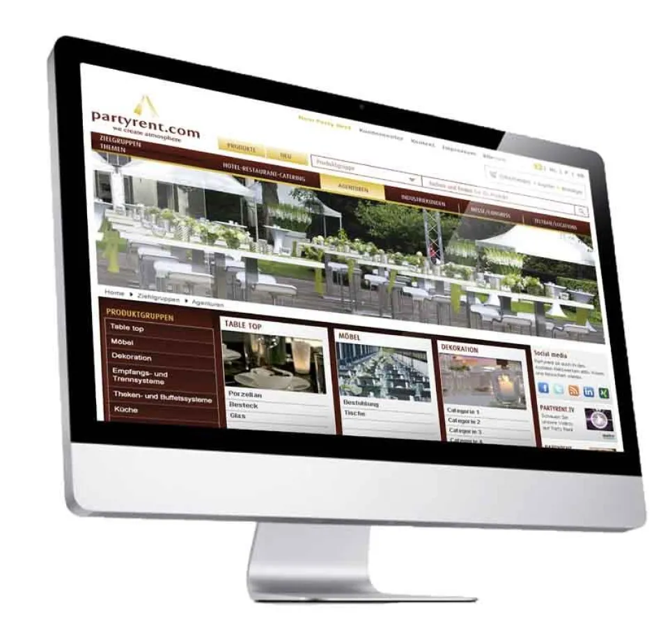 Onlineshop von Party Rent (Foto: Party Rent)