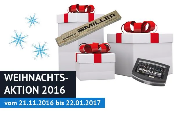 Die große Weihnachtsaktion bei Miller mit tollen Angeboten startet am 21.11.2016 Bild: Die große Weihnachtsaktion bei Miller mit tollen Angeboten startet am 21.11.2016