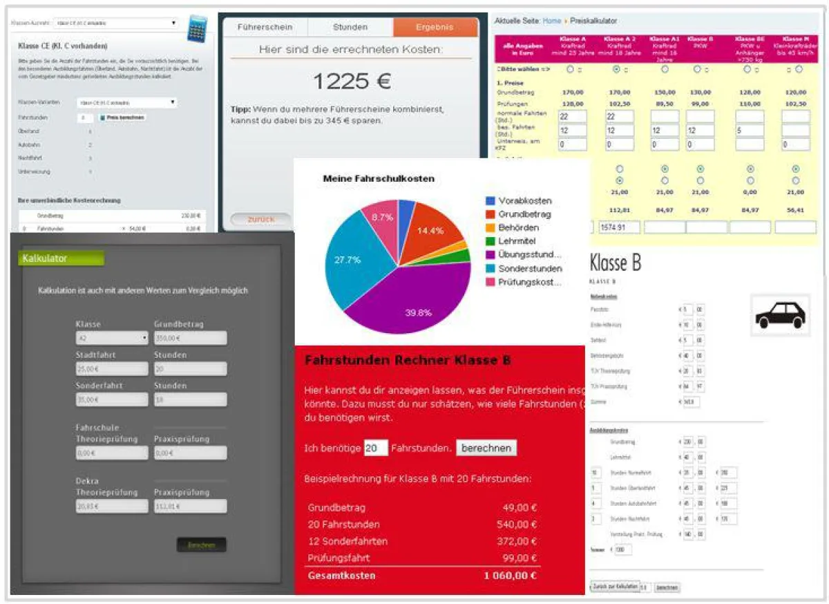 Online Führerschein-Kalkulator - Kostenrechner für Führerschein im Vergleich
