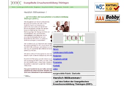 Bild: Barrierefreie Website der Evangelischen Erwachsenenbildung Thüringen