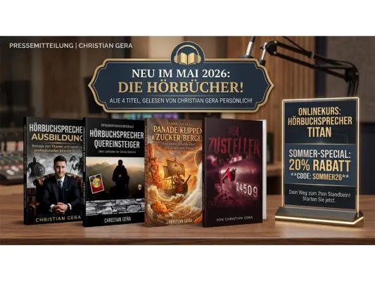 Bild: Vierfacher Hörgenuss im Mai 2026: Autor und Sprecher Christian Gera veröffentlicht vier neue Hörbücher 