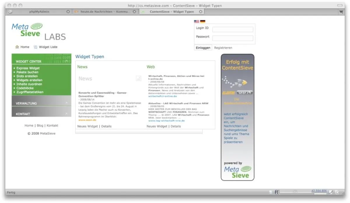ContentSieve präsentiert sich im modernen Web 2.0 Design