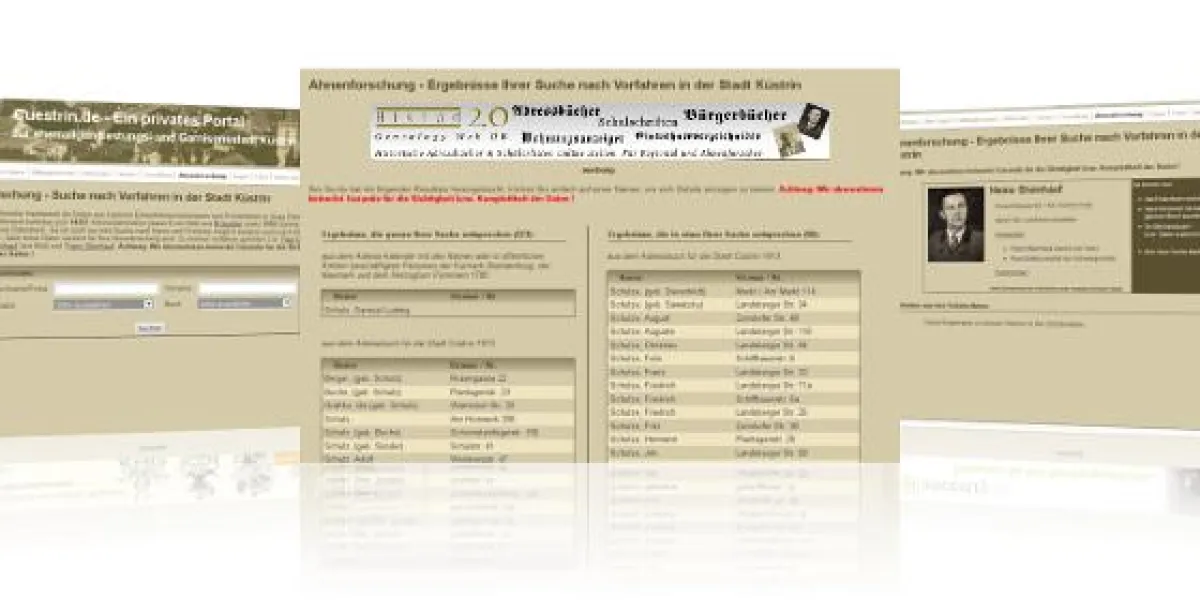 Screenshots der Referenzimplementierung auf www.cuestrin.de
