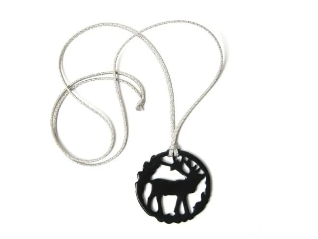 BSimple_Hirschkette aus Horn_schwarz/grau