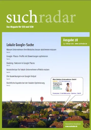 Bild: Titelthema „Lokale Suche“ im suchradar: Wie können Unternehmen das kostenlose Google-Traffic-Potenzial nutzen?