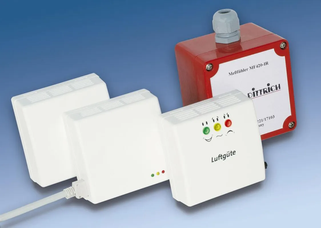 Die CO2-Messsysteme von J. Dittrich Elektronic enthalten ein Zweistrahl-IR-Photometer. Sie bestimmen im Raum den CO2-Gehalt der Umgebungsluft und damit die Luftgüte. Sie sind günstig, kompakt, langzei