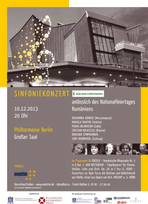 Bild: Sonderkonzert der Berliner Symphoniker ehrt Rumäniens größten Komponisten, George Enescu in der Philharmonie