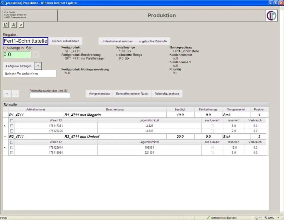 Produktion in PROLAG®World