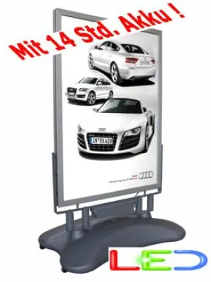 Bild: LED beleuchteter outdoor Kundenstopper mit 14 Std. Akku