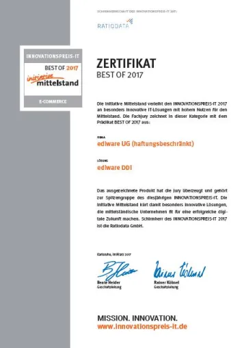 Bild: ediware UG (haftungsbeschränkt) erhält Zertifikat der Initiative Mittelstand