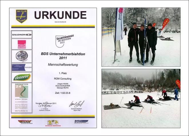 Bild: Das Team von "ROM Consulting GmbH" gewinnt den 3. Unternehmer Biathlon