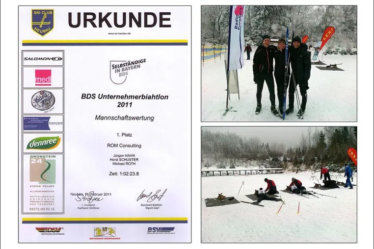 Bild: Das Team von "ROM Consulting GmbH" gewinnt den 3. Unternehmer Biathlon