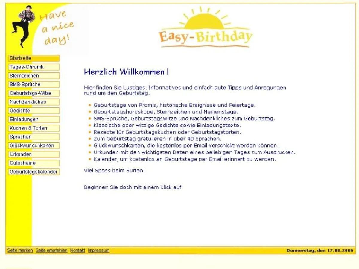 Screenshot www.easy-birthday.de