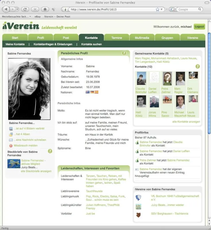 iVerein Profilseite