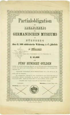Bild: Erstmals Historisches Wertpapier des Germanischen Nationalmuseums unterm Hammer