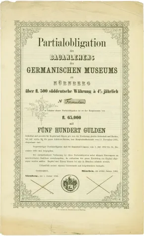 Bild: Erstmals Historisches Wertpapier des Germanischen Nationalmuseums unterm Hammer