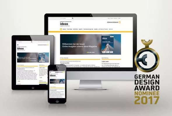 ideas Online-Magazin nominiert für den German Design Award 2017 Bild: ideas Online-Magazin nominiert für den German Design Award 2017