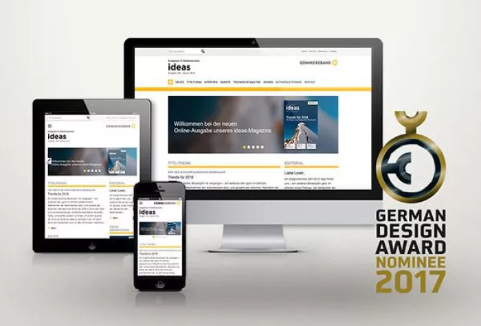 ideas Online-Magazin nominiert für den German Design Award 2017 Bild: ideas Online-Magazin nominiert für den German Design Award 2017