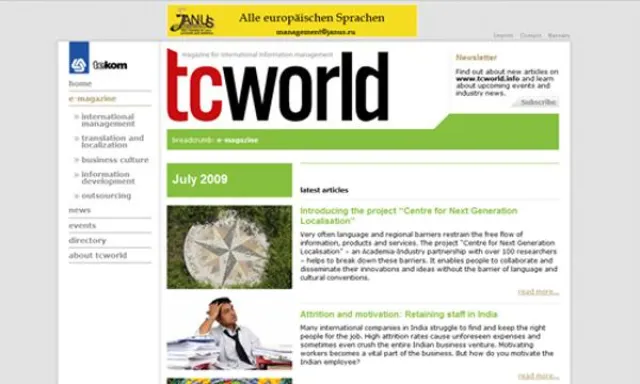 Bild: tcworld - neues Online-Magazin Basis von TYPO3 im Netz