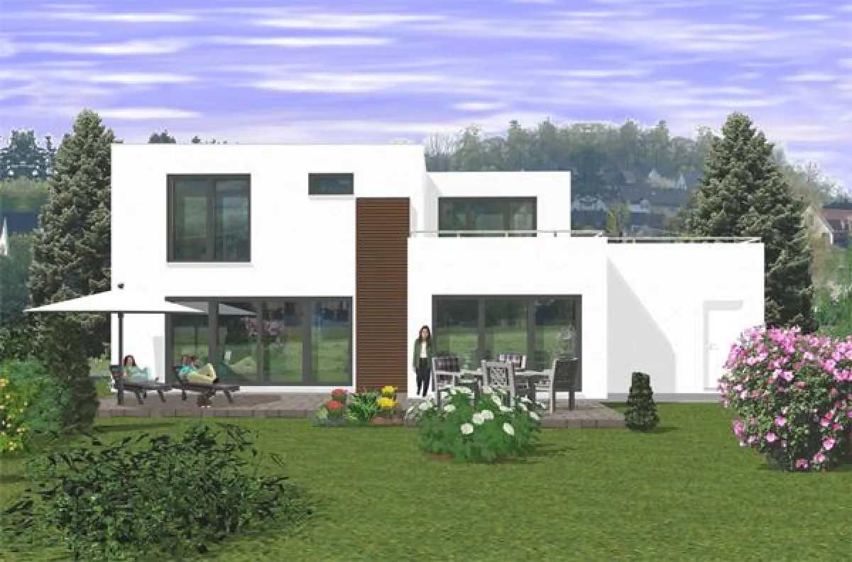 Von jeder Seite schöne Aussichten - die Architektenhäuser von JK TRAUMHAUS im kubischen Stil mit Dachterrasse machen eine gute Figur