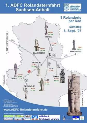 1. ADFC-Roland-Radsternfahrt Sachsen-Anhalt am 8.9.07 - von 8 Rolandorten nach Burg zum Rolandfest Bild: 1. ADFC-Roland-Radsternfahrt Sachsen-Anhalt am 8.9.07 - von 8 Rolandorten nach Burg zum Rolandfest