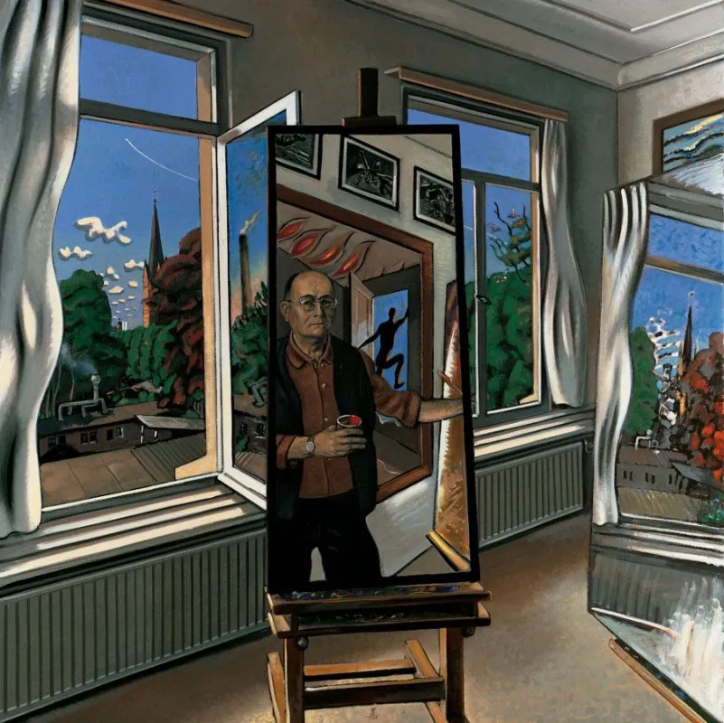 Wolfgang Mattheuer - Drinnen, Draußen und Ich, 1986, Öl auf Leinwand, 200 x 200 cm