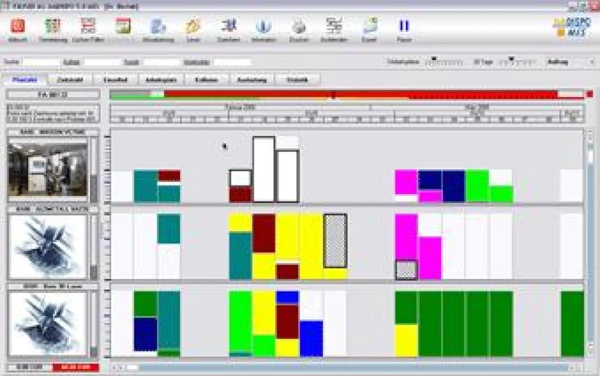 Eine grafische Plantafel zeigt die Auftragsbelegung der einzelnen Maschinen - ebenso wie freie Kapazitäten