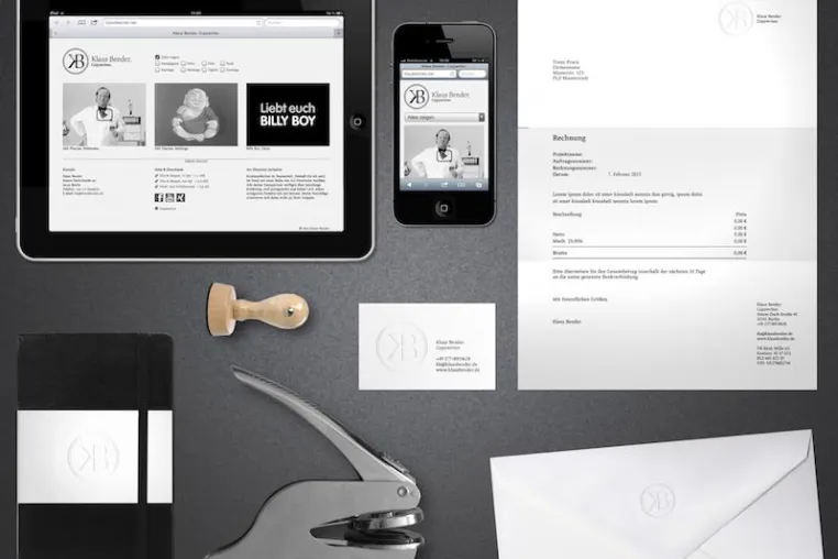 Bild: Schwarz auf Weiß – Die Corporate Identity für Copywriter Klaus Bender