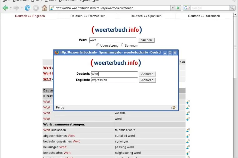 Bild: woerterbuch.info ab sofort mit automatischer Volltext-Übersetzung in fünf Sprachen