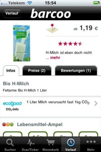 Produkte per App auf Klimafreundlichkeit prüfen – barcoo kooperiert mit ecogood Bild: Produkte per App auf Klimafreundlichkeit prüfen – barcoo kooperiert mit ecogood