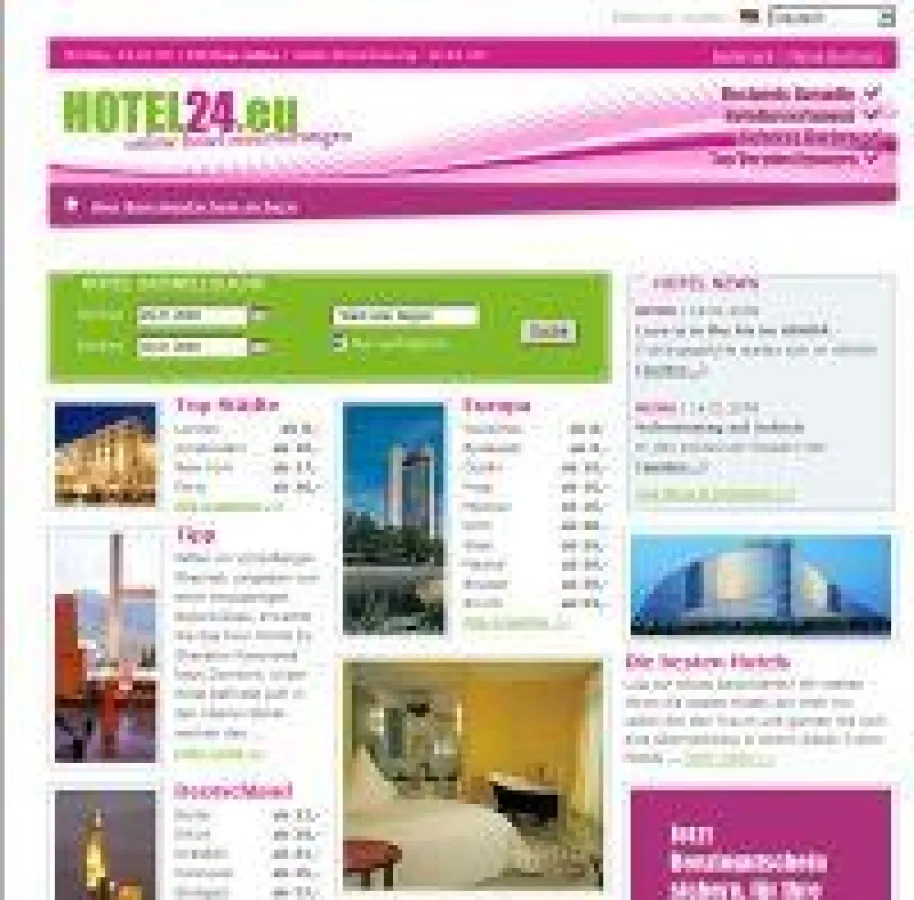 Unter hotel24.eu finden sich fast 60.000 Hotels in nutzerfreundlicher Aufmachung