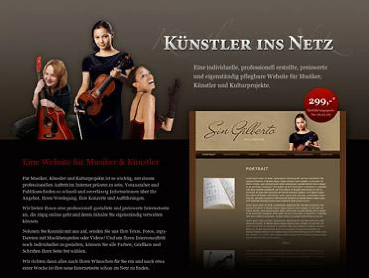 individuelle und kostengünstige  Internetauftritte für freischaffende Künstler